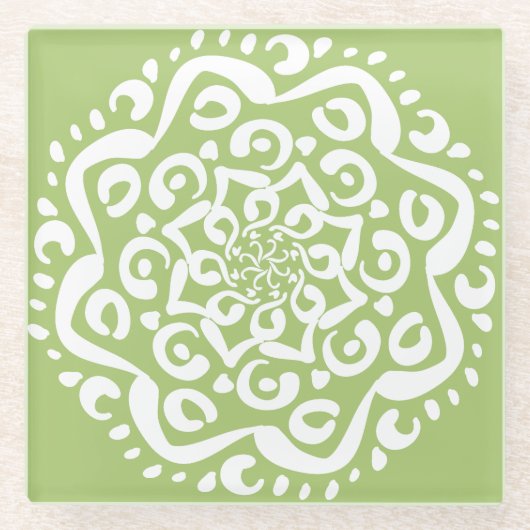 Lichen Mandala Glazen Onderzetter (Voorkant)