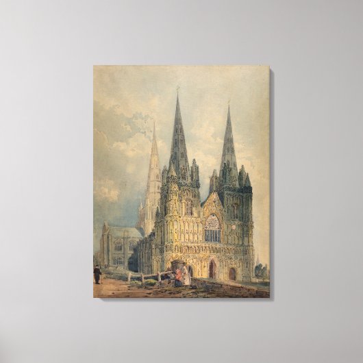 Lichfield Cathedral, Staffordshire, 1794 (m/c over Canvas Afdruk (Voorkant)