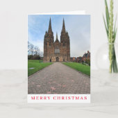 Lichfield Kathedraal uitzicht kerstkaart Feestdagen Kaart (Voorkant)