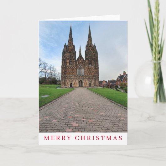 Lichfield Kathedraal uitzicht kerstkaart Feestdagen Kaart (Voorkant)