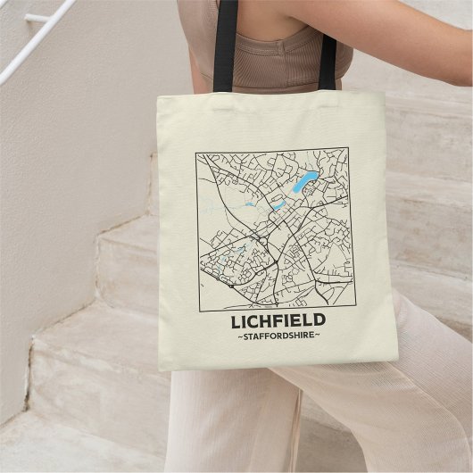 Lichfield, Staffordshire City Map Tote Bag