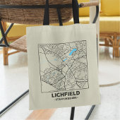 Lichfield, Staffordshire City Map Tote Bag