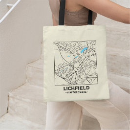 Lichfield, Staffordshire Stad Kaart Boodschappenta Tote Bag
