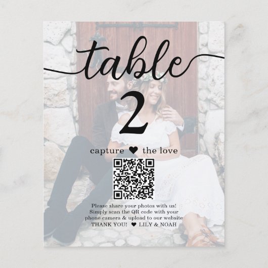 Licht 2 Foto bruiloft QR Code Script Tabel Nummer (Achterkant)