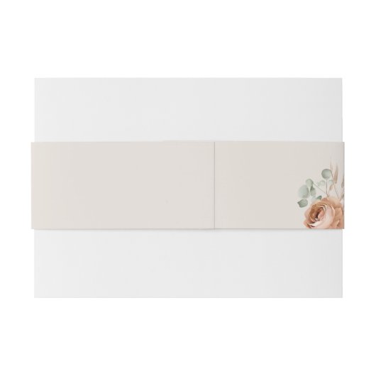 Licht Aarde Tone Bloemen Rustiek Boho Huwelijk Uitnodigingen Wikkel (Achterkant Voorbeeld)