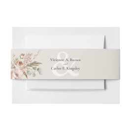 Licht Aarde Tone Bloemen Rustiek Boho Huwelijk Uitnodigingen Wikkel