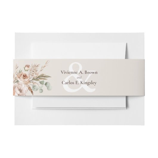 Licht Aarde Tone Bloemen Rustiek Boho Huwelijk Uitnodigingen Wikkel (Voorkant Voorbeeld)