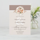 Licht Aarde Tone Bloemen Rustieke Boho Trouwfoto Kaart (Staand voorkant)
