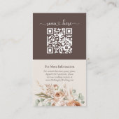 Licht Aarde Tone Bloemen Trouwdetails Info Kaart Visitekaartje (Achterkant)