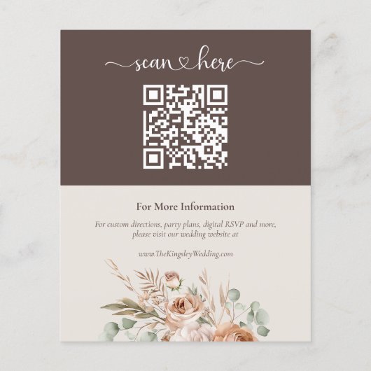 Licht Aarde Tone Bloemen Wedding Details Enclosure Flyer (Achterkant)
