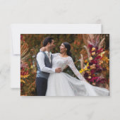 Licht Aarde Tone Rustieke Boho Bloemen Trouwfoto Bedankkaart (Achterkant)