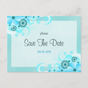 Licht Aqua Blauw Bloemen Bruiloft Save The Date Ka Aankondigingskaart