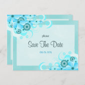 Licht Aqua Blauw Bloemen Bruiloft Save The Date Ka Aankondigingskaart (Voorkant / Achterkant)