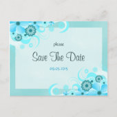 Licht Aqua Blauw Bloemen Bruiloft Save The Date Ka Aankondigingskaart (Voorkant)
