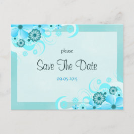 Licht Aqua Blauw Bloemen Bruiloft Save The Date Ka Aankondigingskaart