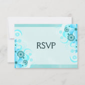 Licht Aqua Blauw Bloemen Elegante RSVP Reactie Kaa (Voorkant)