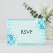 Licht Aqua Blauw Bloemen Elegante RSVP Reactie Kaa (Staand voorkant)