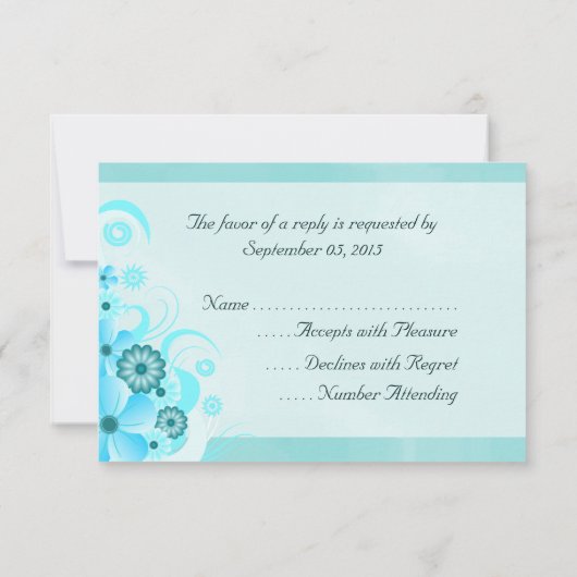 Licht Aqua Blauw Bloemen Elegante RSVP Reactie Kaa (Achterkant)