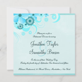Licht Aqua Blauw Vierkant Huwelijksrepetitie Diner Kaart