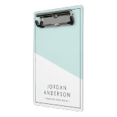 Licht aqua blauw wit geometrisch kleurenblok mini klembord (Angled2)