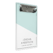 Licht aqua blauw wit geometrisch kleurenblok mini klembord (Schuin)