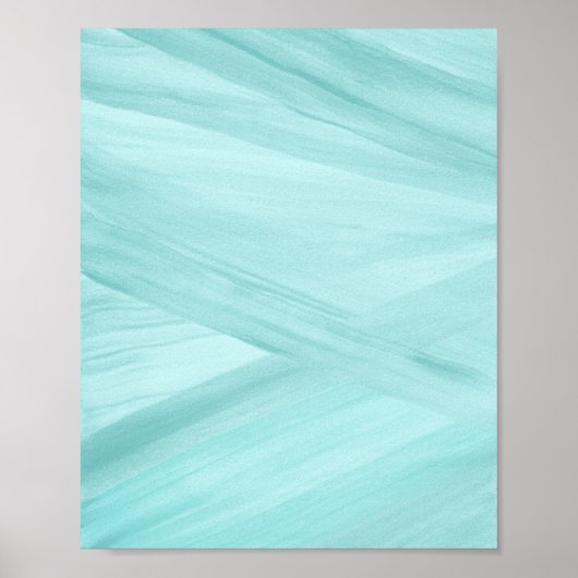 Licht Aqua Blauwe Abstracte Lijnen Kwaststreek Kun Poster (Voorkant)
