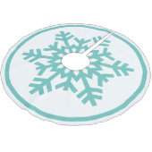 Licht Aqua Blauwgroen Blauw Groen Snowflake op Wit Kerstboom Rok (Gekanteld)