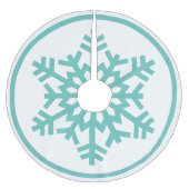 Licht Aqua Blauwgroen Blauw Groen Snowflake op Wit Kerstboom Rok (Voorkant)