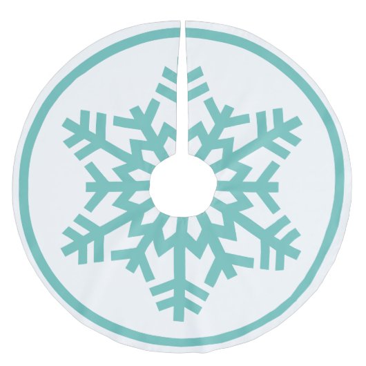 Licht Aqua Blauwgroen Blauw Groen Snowflake op Wit Kerstboom Rok (Voorkant)