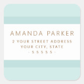 Licht aqua blue Border retouteadreslabels Vierkante Sticker (Voorkant)