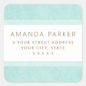 Licht aqua blue Border retouteadreslabels Vierkante Sticker (Voorkant)