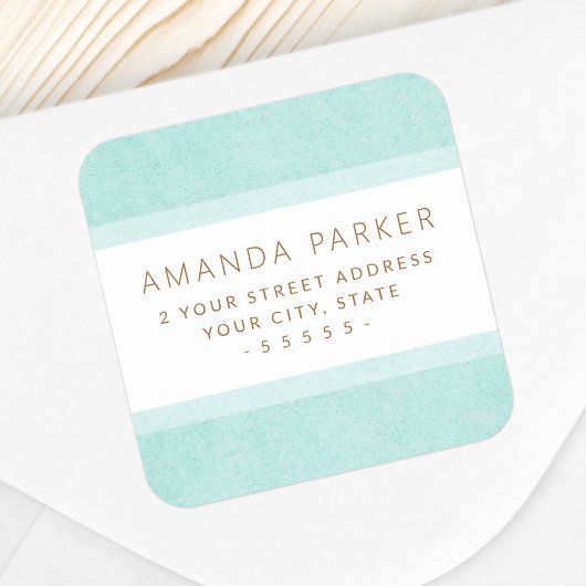 Licht aqua blue Border retouteadreslabels Vierkante Sticker