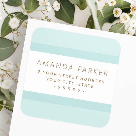 Licht aqua blue Border retouteadreslabels Vierkante Sticker