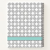 Licht Aqua Box op zwart-wit patroon Notitieboek (Achterkant)
