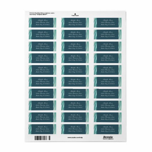 Licht Aqua Elegant Return Address Label (Full Sheet)