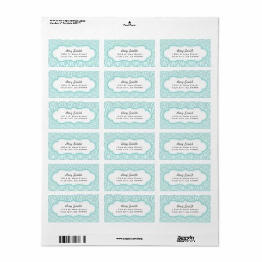 Licht Aqua Geometric Pattern Adresetiketten Etiket (Full Sheet)