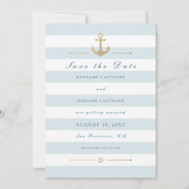 Licht Aqua Nautical Save the Date Flat Kaart