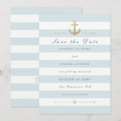 Licht Aqua Nautical Save the Date Flat Kaart (Voorkant / Achterkant)