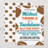 Licht Aqua Oranje Football Halftime Verjaardagsfee Kaart (Voorkant / Achterkant)