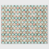 Licht Aqua Turquoise Blauwgroen Oranje Witte Mozaï Cadeaupapier (Vlak)