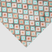 Licht Aqua Turquoise Blauwgroen Oranje Witte Mozaï Tissuepapier (Detail)