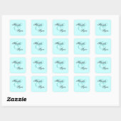 Licht Aqua Turquoise Envelop Seal Bruiloft Vierkante Sticker (Vel)