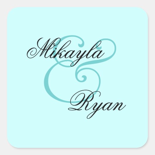 Licht Aqua Turquoise Envelop Seal Bruiloft Vierkante Sticker (Voorkant)