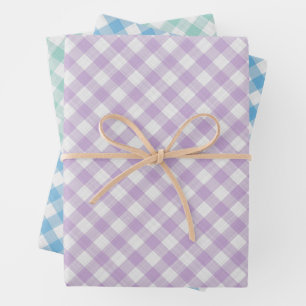 Licht Aqua Turquoise Groen Blauw Roze Gingham Inpakpapier Vel