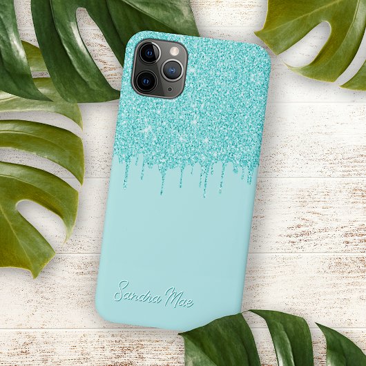 Licht Aqua Turquoise Groen Glitter Art Patroon Case-Mate iPhone Case