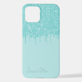Licht Aqua Turquoise Groen Glitter Art Patroon iPhone Hoesje (Achterkant)