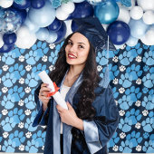 Licht Baby Blauw & Navy Herhalende Pawprint Achter Wandkleed