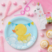 Licht Baby Blauw Waterverf Rubber Duck Party Papieren Bordje (Feest)