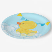 Licht Baby Blauw Waterverf Rubber Duck Party Papieren Bordje (Gekanteld)