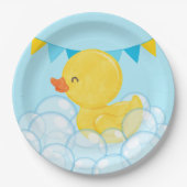 Licht Baby Blauw Waterverf Rubber Duck Party Papieren Bordje (Voorkant)